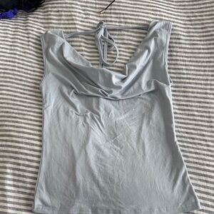 Light Blue Cowel Neck Women's Tank Top